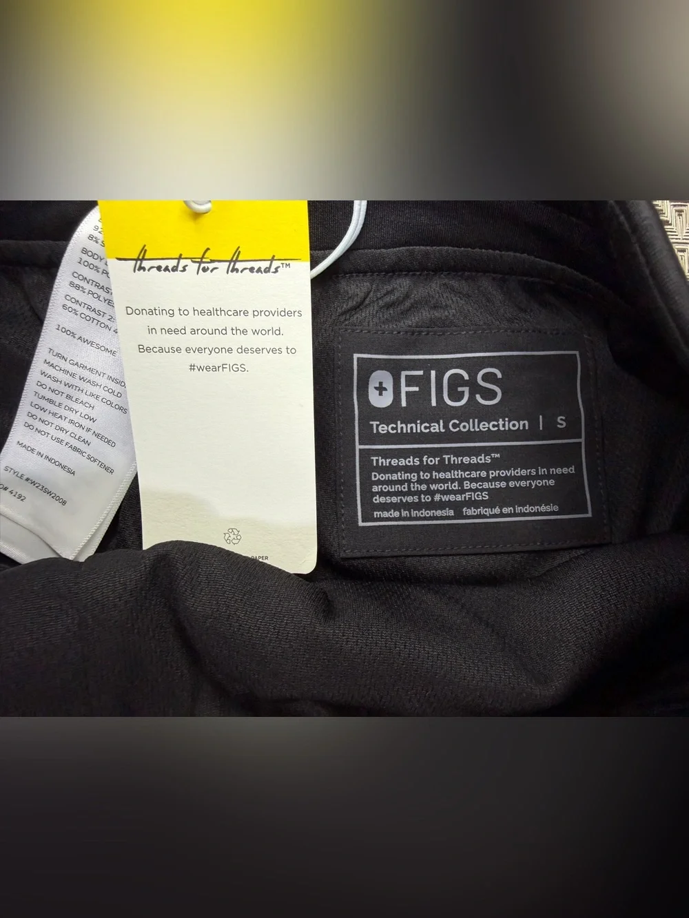 NWT FIGS Technical Collection Jogger Scrub Pants Black Size S Drawstring Stretch